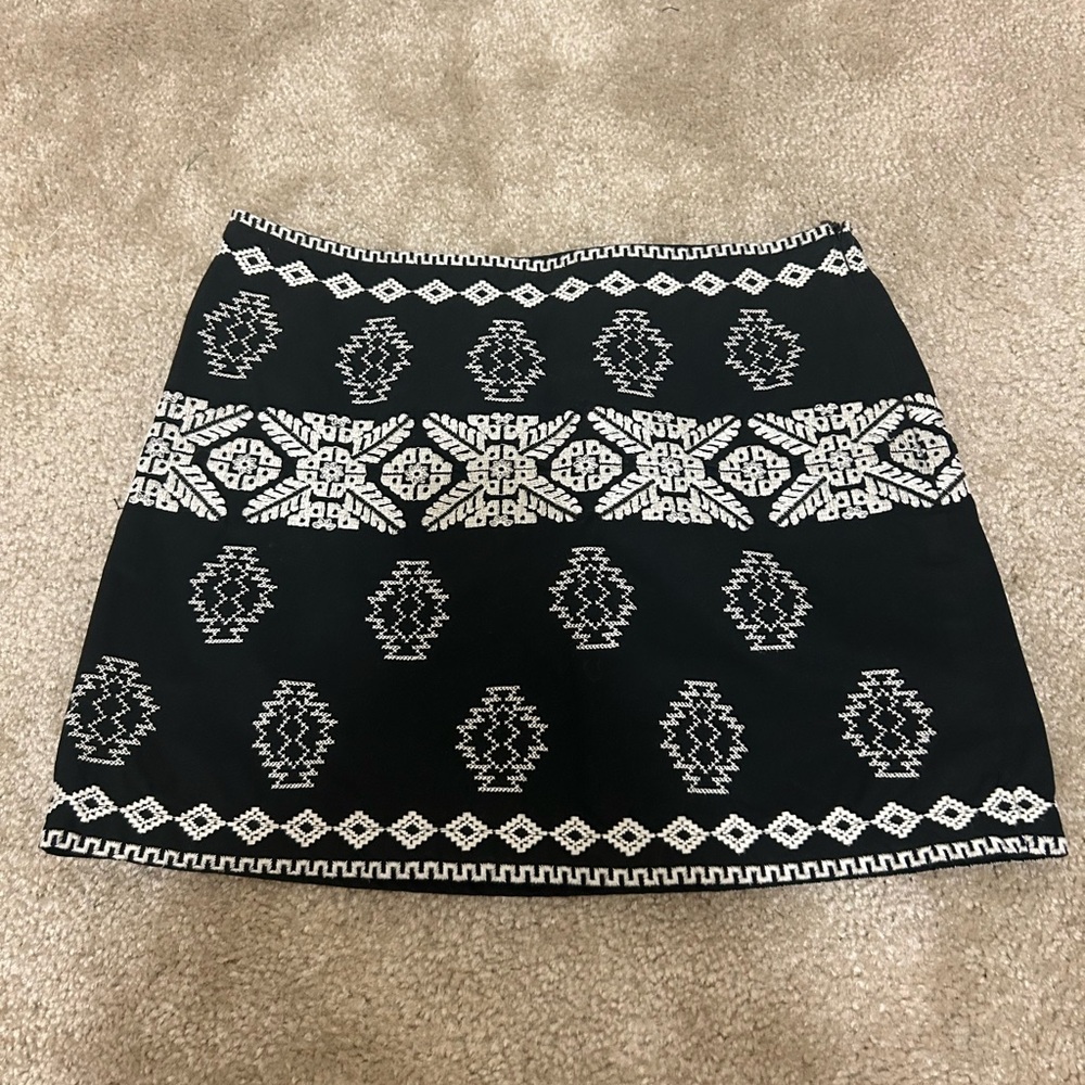 Promod Black and Cream Mini Skirt